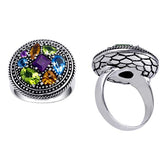 AR-6031-CO1-6" Sterling Silver Ring With Peridot, Citrine, Blue Topaz, Amethyst Jewelry Bali Designs Inc